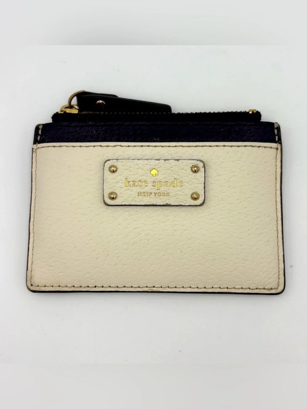 Kate Spade Navy Blue and Cream Card Holder